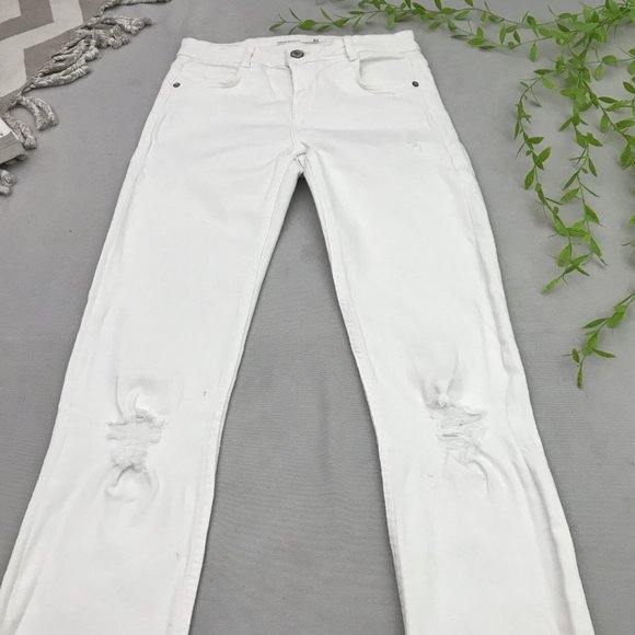 Size 24/26/28 With TAG ZARA distressed white denim Jeans current article Unise - Picture 2 of 10